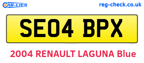 SE04BPX are the vehicle registration plates.