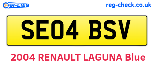 SE04BSV are the vehicle registration plates.