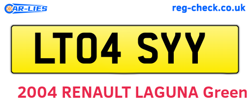 LT04SYY are the vehicle registration plates.