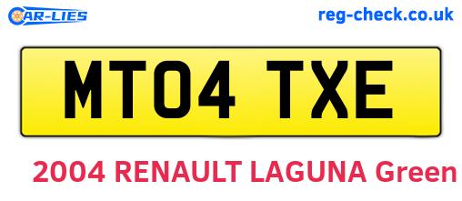 MT04TXE are the vehicle registration plates.