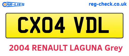 CX04VDL are the vehicle registration plates.