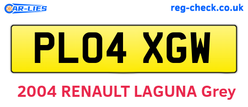PL04XGW are the vehicle registration plates.