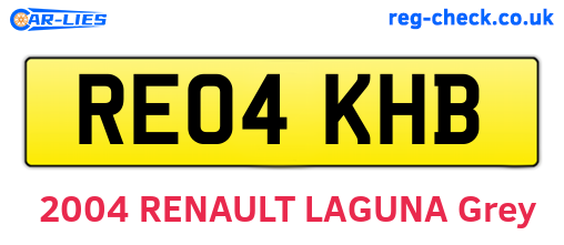 RE04KHB are the vehicle registration plates.