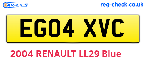 EG04XVC are the vehicle registration plates.