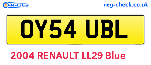 OY54UBL are the vehicle registration plates.