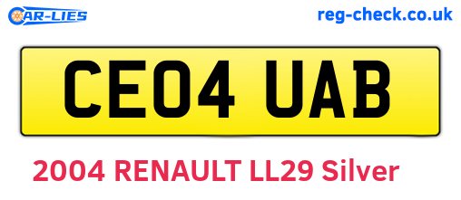 CE04UAB are the vehicle registration plates.