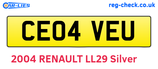 CE04VEU are the vehicle registration plates.