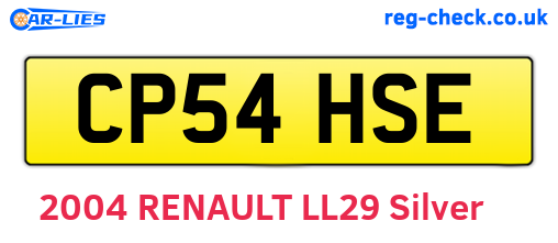 CP54HSE are the vehicle registration plates.
