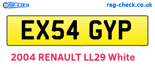 EX54GYP are the vehicle registration plates.
