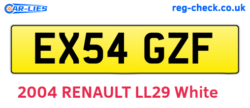 EX54GZF are the vehicle registration plates.
