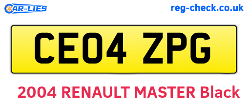 CE04ZPG are the vehicle registration plates.