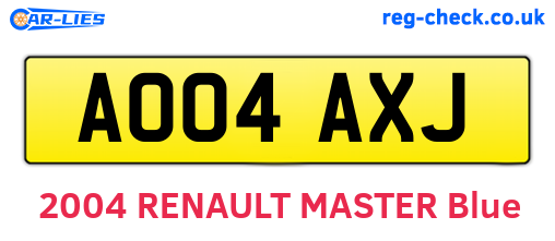 AO04AXJ are the vehicle registration plates.