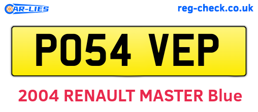 PO54VEP are the vehicle registration plates.