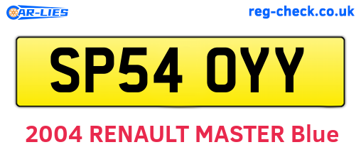SP54OYY are the vehicle registration plates.