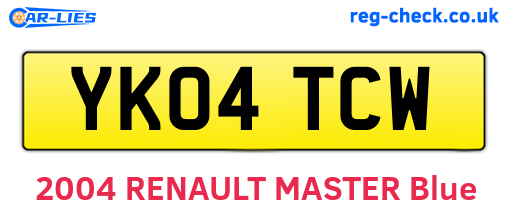 YK04TCW are the vehicle registration plates.