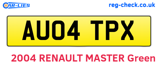 AU04TPX are the vehicle registration plates.