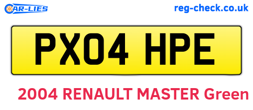 PX04HPE are the vehicle registration plates.
