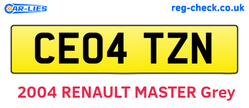 CE04TZN are the vehicle registration plates.