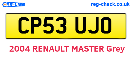 CP53UJO are the vehicle registration plates.