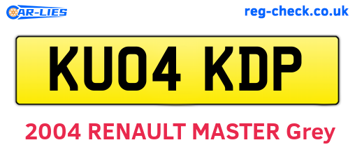 KU04KDP are the vehicle registration plates.