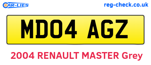 MD04AGZ are the vehicle registration plates.