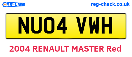 NU04VWH are the vehicle registration plates.