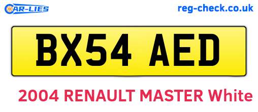 BX54AED are the vehicle registration plates.