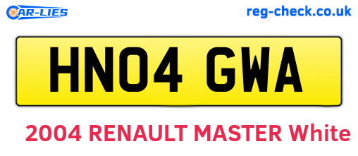 HN04GWA are the vehicle registration plates.
