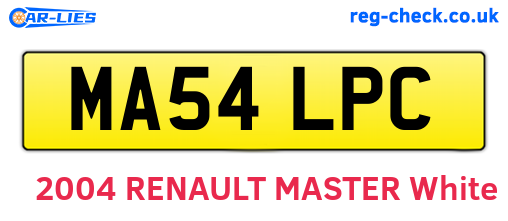 MA54LPC are the vehicle registration plates.