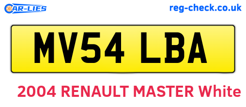 MV54LBA are the vehicle registration plates.