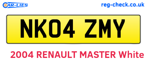 NK04ZMY are the vehicle registration plates.