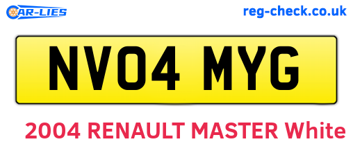 NV04MYG are the vehicle registration plates.