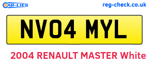 NV04MYL are the vehicle registration plates.