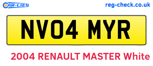 NV04MYR are the vehicle registration plates.