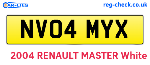 NV04MYX are the vehicle registration plates.