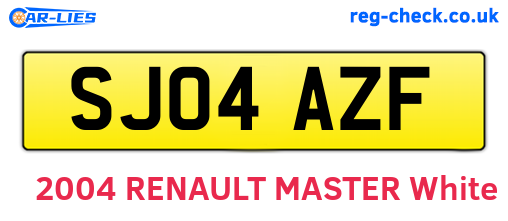 SJ04AZF are the vehicle registration plates.