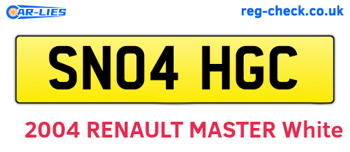 SN04HGC are the vehicle registration plates.
