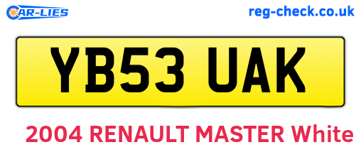 YB53UAK are the vehicle registration plates.
