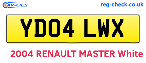 YD04LWX are the vehicle registration plates.