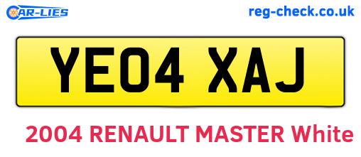 YE04XAJ are the vehicle registration plates.