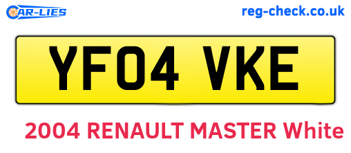 YF04VKE are the vehicle registration plates.