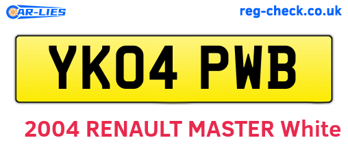YK04PWB are the vehicle registration plates.