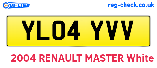 YL04YVV are the vehicle registration plates.