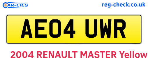 AE04UWR are the vehicle registration plates.