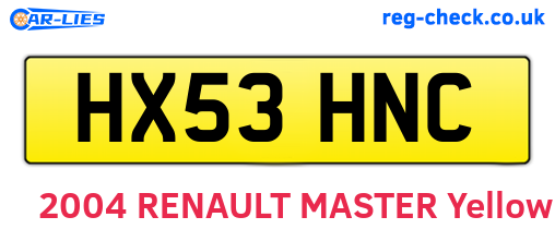 HX53HNC are the vehicle registration plates.