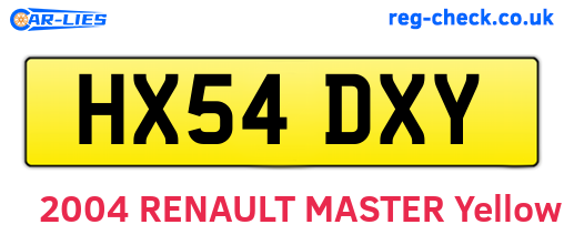 HX54DXY are the vehicle registration plates.