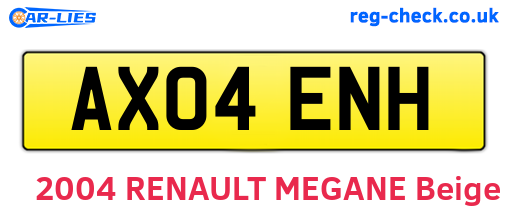 AX04ENH are the vehicle registration plates.