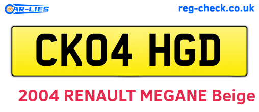 CK04HGD are the vehicle registration plates.