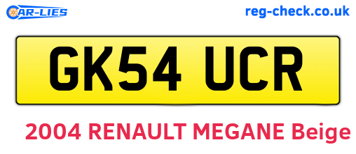 GK54UCR are the vehicle registration plates.