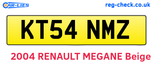 KT54NMZ are the vehicle registration plates.